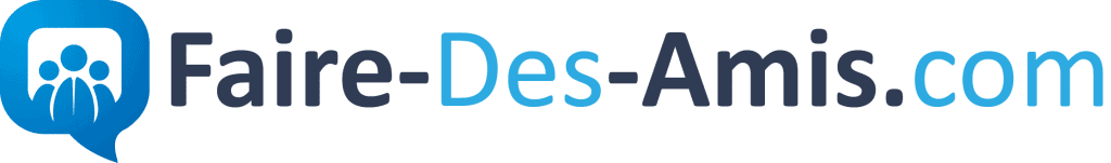 Un logo bleu avec les mots faire des amis com.