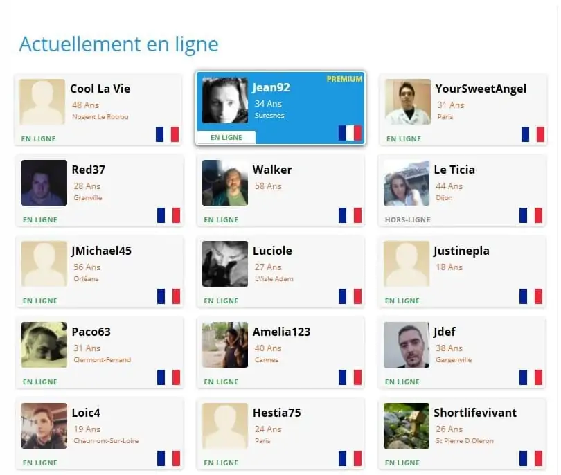 Une capture d'écran d'un groupe de personnes en France.